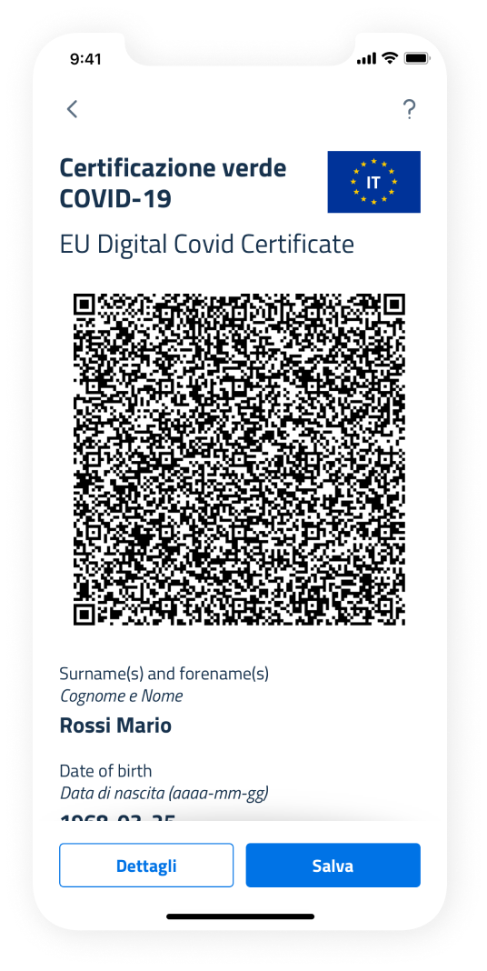 Certificazione Verde COVID-19 - IO, l'app dei servizi pubblici